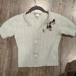 Vintage Angora fluffy short sleeved sweater M